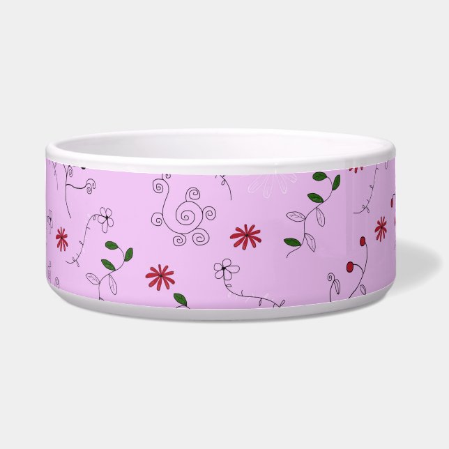 Grandmother's Flower Garden Pattern Pet  Bowl (Front)
