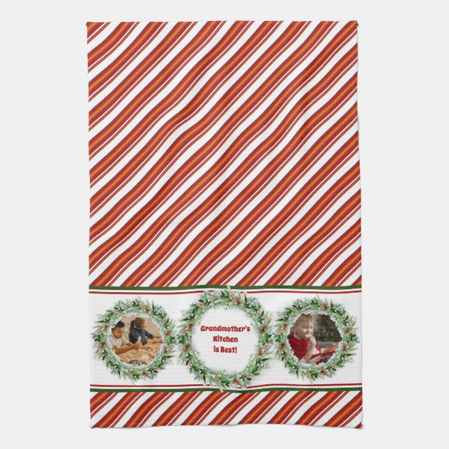 Grandmother's Kitchen is Best Grandkids Photos Kitchen Towel (Vertical)