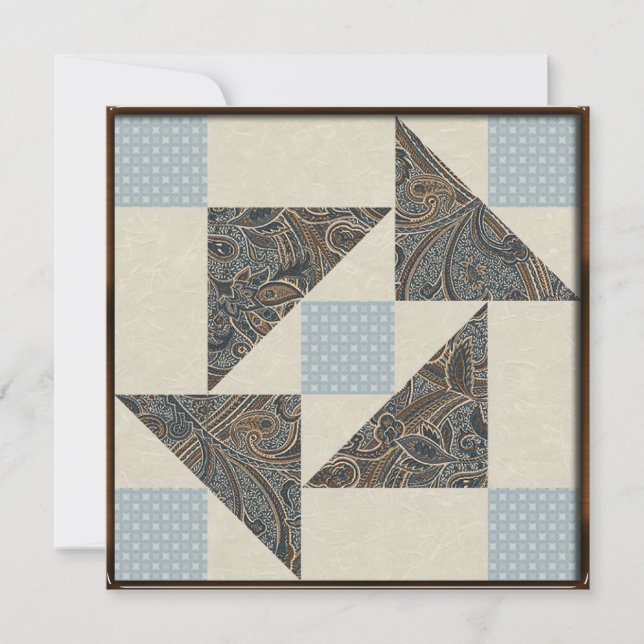 Grandmother's Puzzle Blues and Greys Invitation (Front)