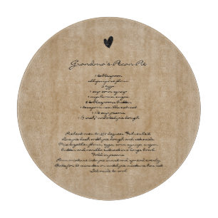 Grandmother's Recipe Custom Family Keepsake Round Cutting Board