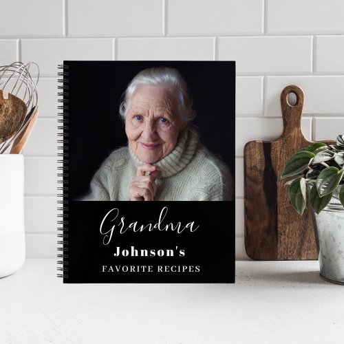 Grandmothers recipes black white photo notebook