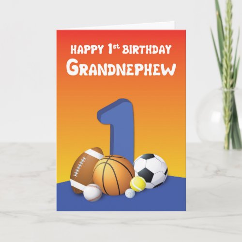 Grandnephew 1st Birthday Sports Balls Card