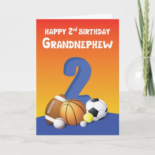 Grandnephew 2nd Birthday Sports Balls Card