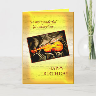 Grandnephew, a musical birthday card with a violin