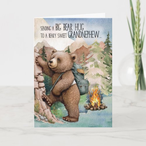 Grandnephew Big Bear Hug Away at Summer Camp Card