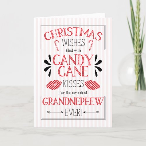 Grandnephew Candy Cane Kisses Christmas Wishes Holiday Card
