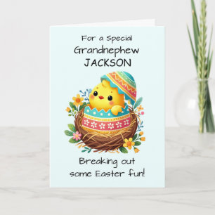 Grandnephew Easter Chick Breaking Shell Card