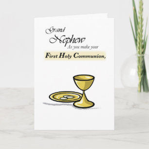 Grandnephew First Communion Gold Chalice, Paten Card