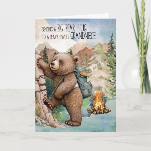 Grandniece Big Bear Hug Away at Summer Camp Card