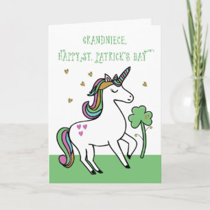 Grandniece Unicorn St. Patrick's Day Wishes Card
