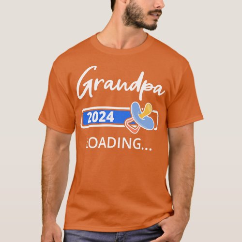 Grandpa 2024 Loading I Promoted To Grandfather T_Shirt