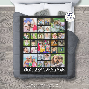 Grandpa 27 Photo Collage Custom Title and Color Fleece Blanket