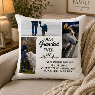 Grandpa 3 Photo Collage Grandad Best Grandad Ever Throw Pillow
