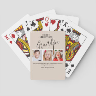 Grandpa 3 Photo Collage Grandad Merry Christmas Poker Cards