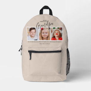Grandpa 3 Photo Collage Grandad Merry Christmas Printed Backpack