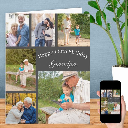 Grandpa 6 Photo Collage Any Age Big Birthday Card