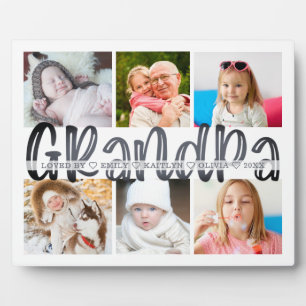 GRANDPA 6 Photo Collage Gray Custom Text 8x10 Plaque