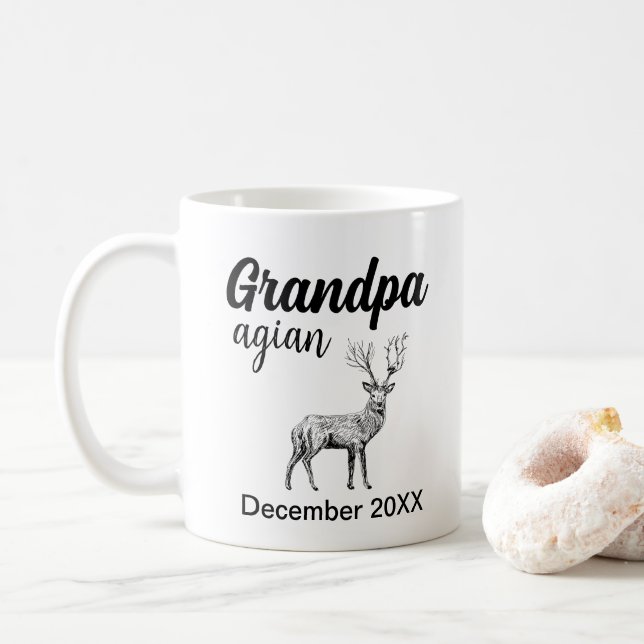 Grandpa Again,Personalized Grandparent Gift Coffee Mug (With Donut)