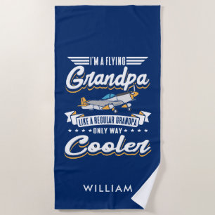 Grandpa Airline Pilot Fathers Day Keepsake Beach Towel