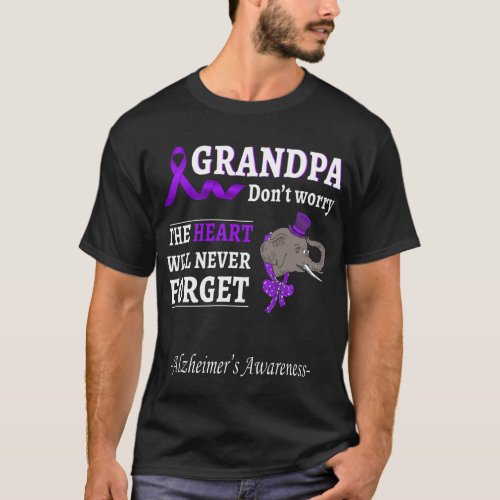 Grandpa Alzheimer Awareness Support Elefant T_Shirt