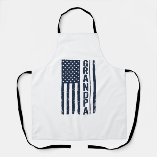 Grandpa American Flag Distressed Patriotic Design_ Apron