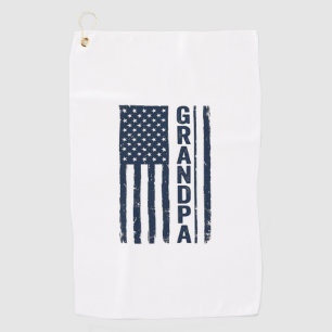 Grandpa American Flag Distressed Patriotic Design_ Golf Towel