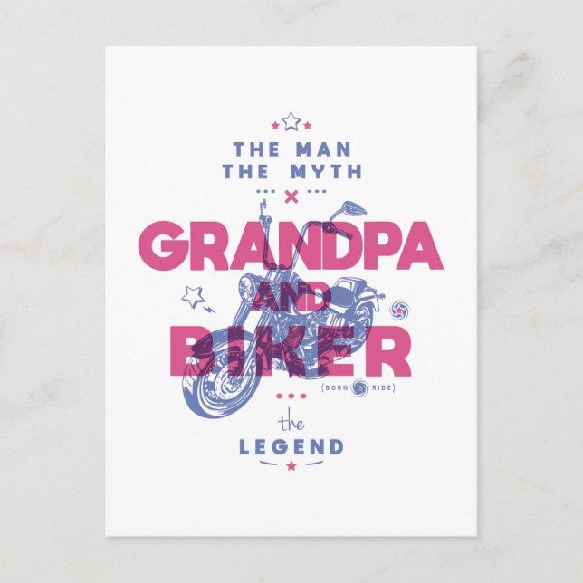 Grandpa and biker the man the myth the legend postcard (Front)