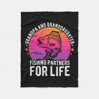 Grandpa And Granddaughter Fishing Partners For Lif Fleece Blanket