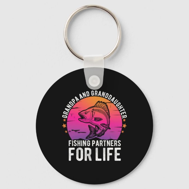 Grandpa And Granddaughter Fishing Partners For Lif Keychain (Front)