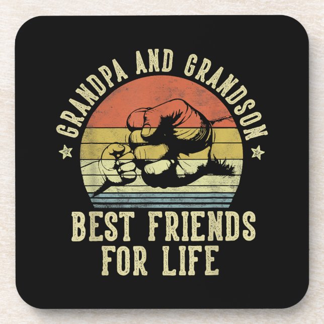 Grandpa and Grandson Best Friends for Life Funny G Beverage Coaster (Front)