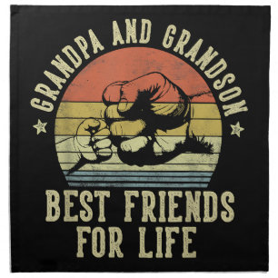 Grandpa and Grandson Best Friends for Life Funny G Cloth Napkin