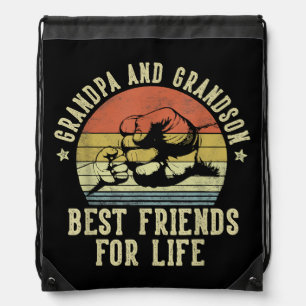 Grandpa and Grandson Best Friends for Life Funny G Drawstring Bag