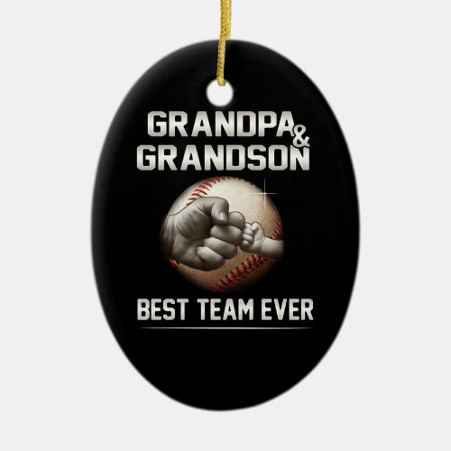Grandpa And Grandson Best Team Ever Ceramic Ornament