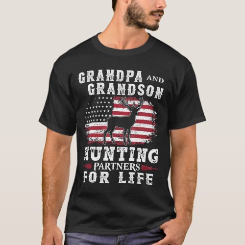 Grandpa And Grandson Hunting Partners For Life Ame T_Shirt