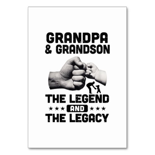 Grandpa And Grandson The Legend And Legacy Gift Table Number