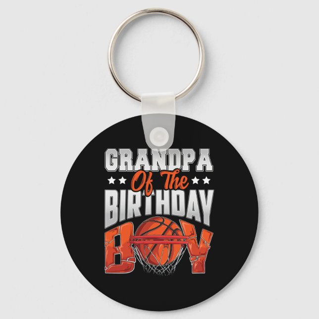 Grandpa basketball birthday Boy Family Baller b-da Keychain (Front)
