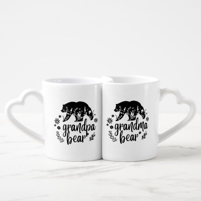 Grandpa bear and Grandma Bear Gifts Coffee Mug Set (Front Nesting)