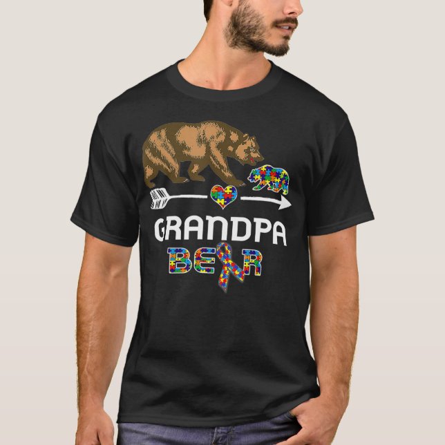 Grandpa Bear Autism Awareness  Autism Grandpa T-Shirt (Front)