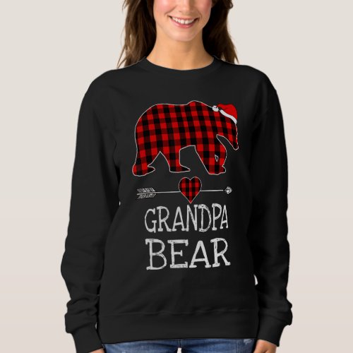 Grandpa Bear Buffalo Plaid Santa Arrow Christmas F Sweatshirt