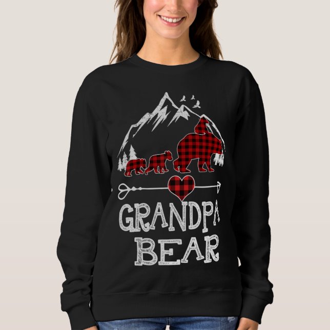 Grandpa Bear Christmas Pajama Red Plaid Buffalo Fa Sweatshirt (Front)