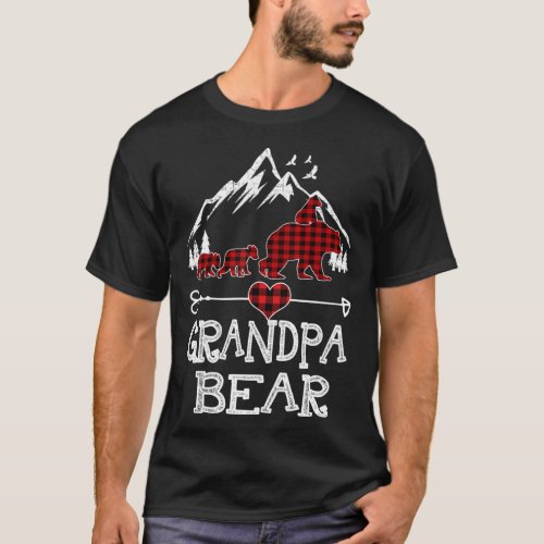 Grandpa Bear Christmas Pajama Red Plaid Buffalo Fa T_Shirt