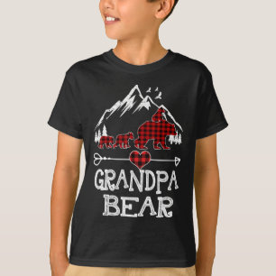 Grandpa Bear Christmas Pajama Red Plaid Buffalo Fa T-Shirt