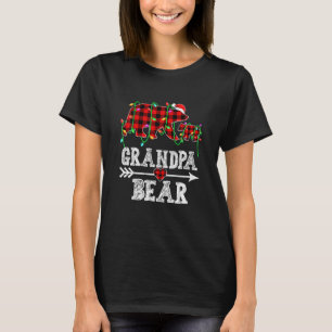 Grandpa Bear Christmas Pajama Red Plaid Buffalo T-Shirt
