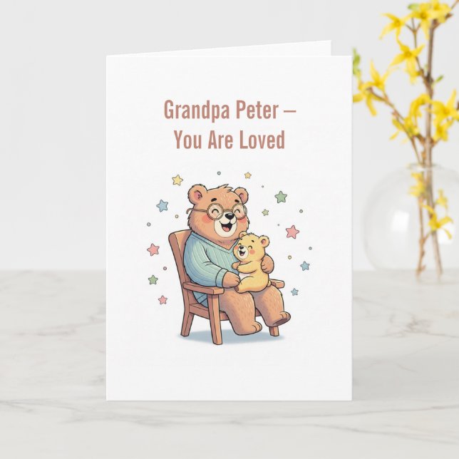 Grandpa Bear Greeting Card (Yellow Flower)