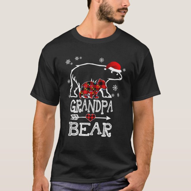 Grandpa Bear , Red Buffalo Plaid Grandpa Bear Paja T-Shirt (Front)