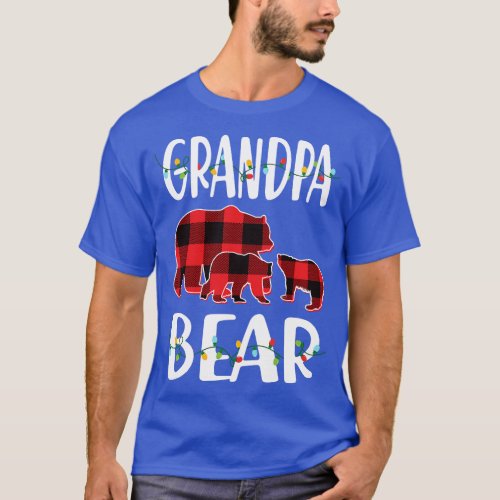 Grandpa Bear Red Plaid Christmas Pajama Matching F T_Shirt