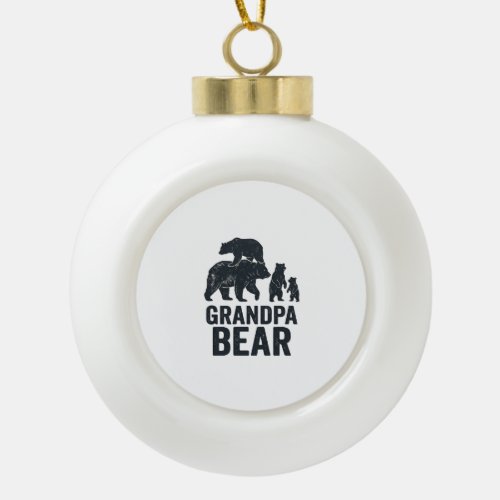 Grandpa Bear Vintage Engraving Family Bear Shirt D Ceramic Ball Christmas Ornament