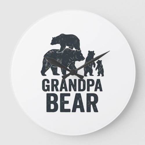 Grandpa Bear Vintage Engraving Family Bear Shirt D Large Clock