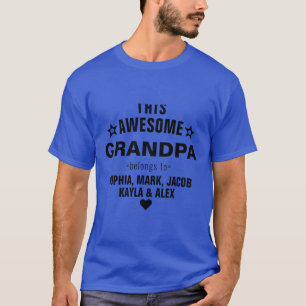 GRANDPA Belongs to GrandKids Names Father's Day T-Shirt
