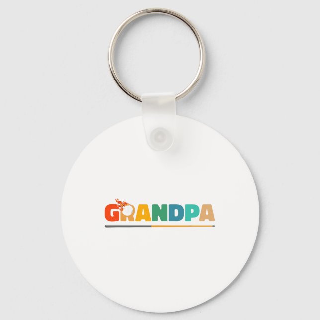 Grandpa Billiard Pool Cue 8-ll Billard - Billiards Keychain (Front)